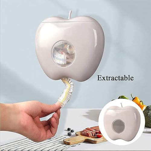 Miniatura 3 de Caja de almacenamiento de plástico, almacenamiento extraíble sin perforaciones, dispensador de pared en forma de manzana con 100 envolturas para