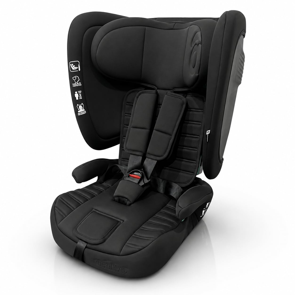 Silla de coche i-Size evolutiva 76-150 cm | Homologada ECE R129, arnés 5 puntos, respaldo reclinable y autoajustable, protección lateral | Neocare Negra Asalvo