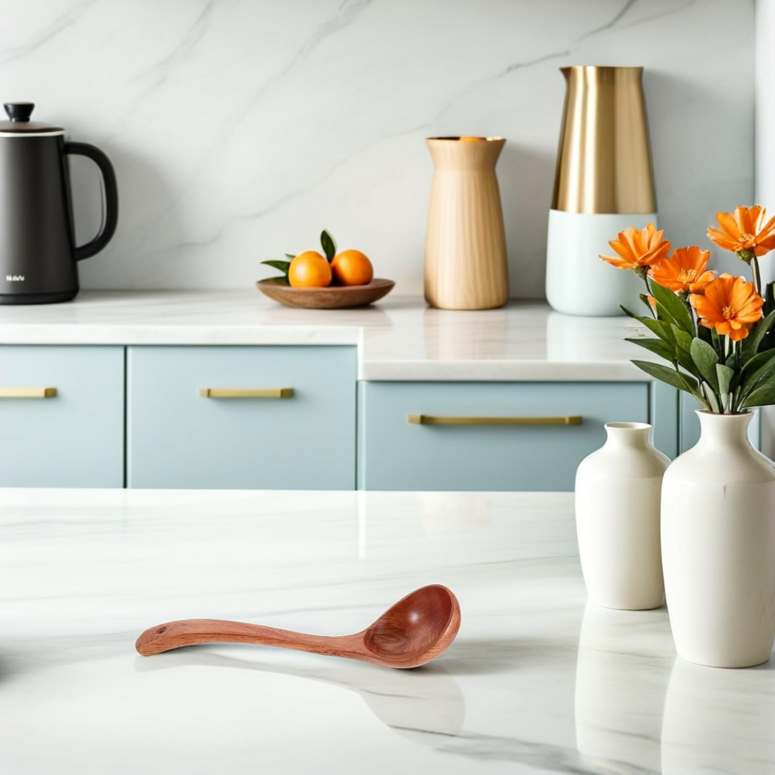 Cucharón de Madera Maciza de 30X92 CM para Sopa y Ramen Cucharón Antiadherente con Mango Largo Ergonómico Utensilio de Cocina Versátil para Mezclar y Servir en Cocina Oriental