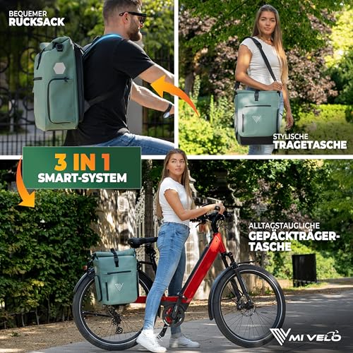 MIVELO 3in1 Fahrradtasche für Gepäckträger I Rucksack & Gepäckträgertasche hinten - in 15 Sekunden umgebaut I Fahrradrucksack 100%… – Ansicht 3