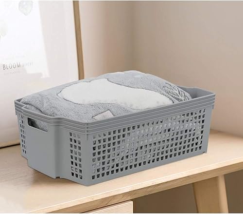 Miniatura 8 de Tstorage Cestas de almacenamiento apilables de plástico, cestas apilables de bandeja de plástico, paquete de 2