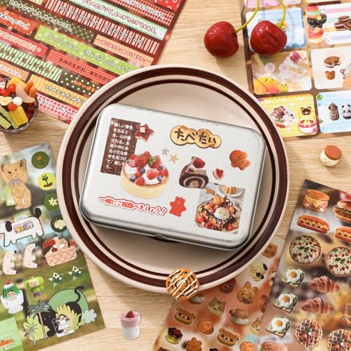 Image of Girl's Japanese Retro Sticker Book, 1000+ Cute Comics Style Food Stickers, for DIY Scrapbooking Journaling Handbook Decoration