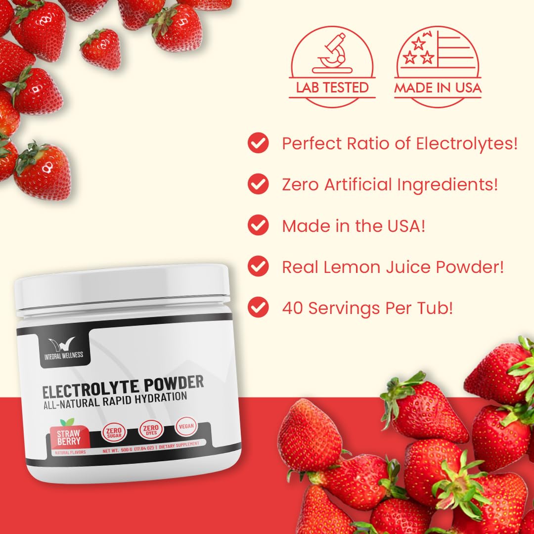 Integral Wellness - Natural Electrolyte Powder | Salt Based, Real Fruit Juice! No Artificial Ingredients, 3rd Party Tested | 40 Servings