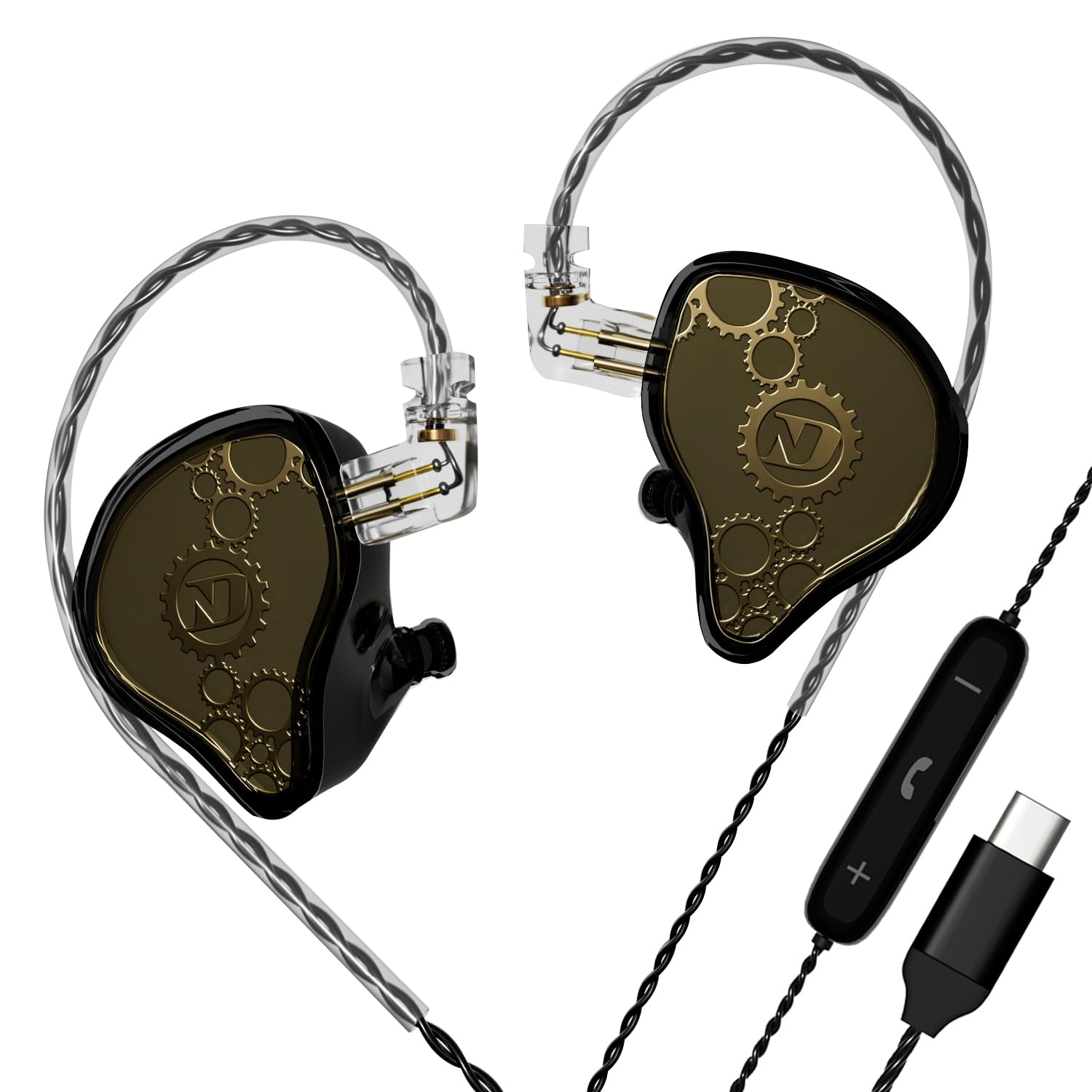 CCA ND Venus in Ear Monitor Headphones, 10mm Double Magnetic Dynamic Driver IEM Earphones, HiFi Wired Gaming Earbuds, 2 Pin Detachable Cable (with Mic