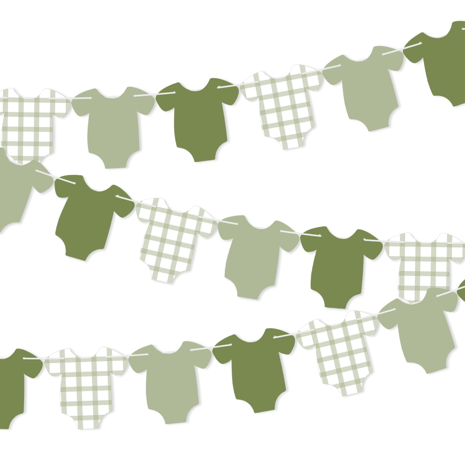 Photo 1 of Weysat 2 Pcs Baby Clothes Banner Baby Boys Girls Shower Decorations Green Bodysuit Clothesline Banner Gender Reveal Birthday Neutral Party Outfit Paper Decor Supplies