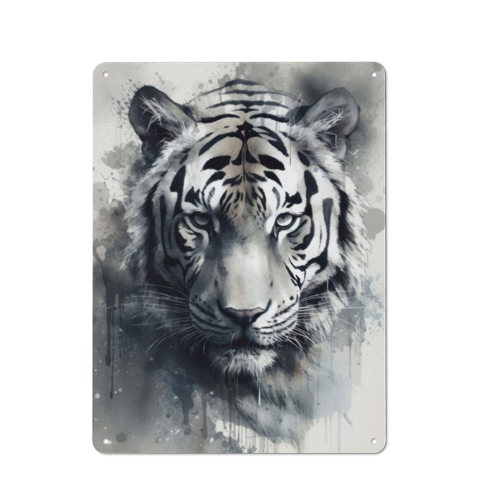 Junmoney Tiger Beauty Watercolor For Lounge Or Reading Corner, Retro Metal Sign 40X30cm, For Metal Sign Collectors, For Garage And Workshop Walls