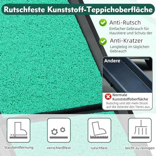 170cm Hunderampe,Hunderampe Auto Klappbar mit Rutschfester Teppichoberfläche,Hundetreppe Auto für SUVs, LKWs & Outdoor Treppen, Tragbare & Langlebige Hunderampe Auto für Große Hunde bis 110kg