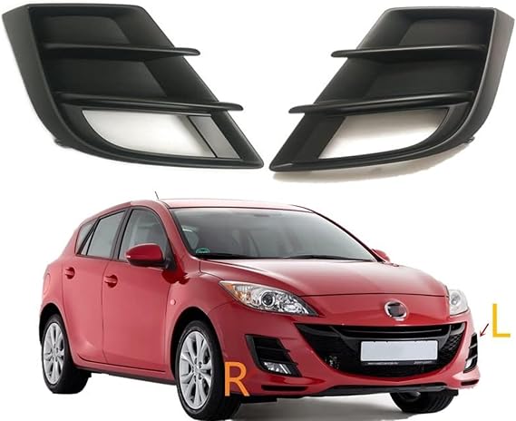 Front Bumper Fog Light Hood Frame Grille Cover, for Mazda, 3 Axela Hatchback 2009-2013 Lamp Decorative Trim Shell Fog Lamp Opening Mesh Insert(Black Right side RH)