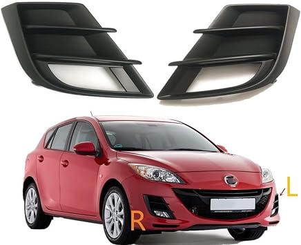 Front Bumper Fog Light Hood Frame Grille Cover, for Mazda, 3 Axela Hatchback 2009-2013 Lamp Decorative Trim Shell Fog Lamp Opening Mesh Insert(Black Right side RH)