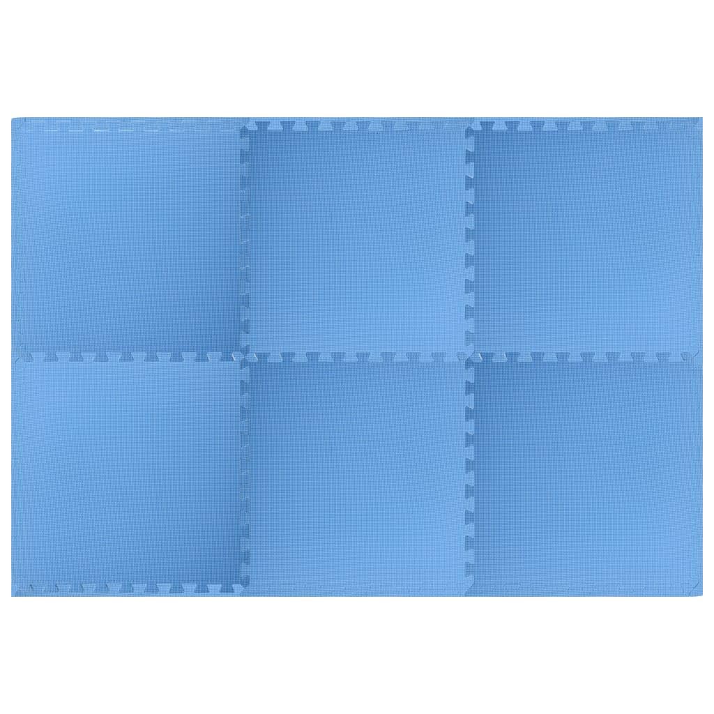 Maty piankowe EVA, zestaw 6 sztuk – 60 x 60 cm, maty wtykowe do fitnessu, jogi, pokoju zabaw – antypoślizgowe maty podłogowe, maty puzzle, 2,16 m², niebieskie