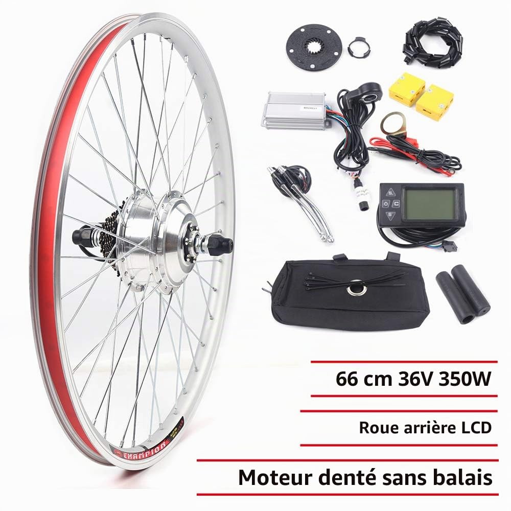 Kit de conversion de moteur électrique 36 V 250 W pour roue arrière Kit de conversion de vélo 26"
