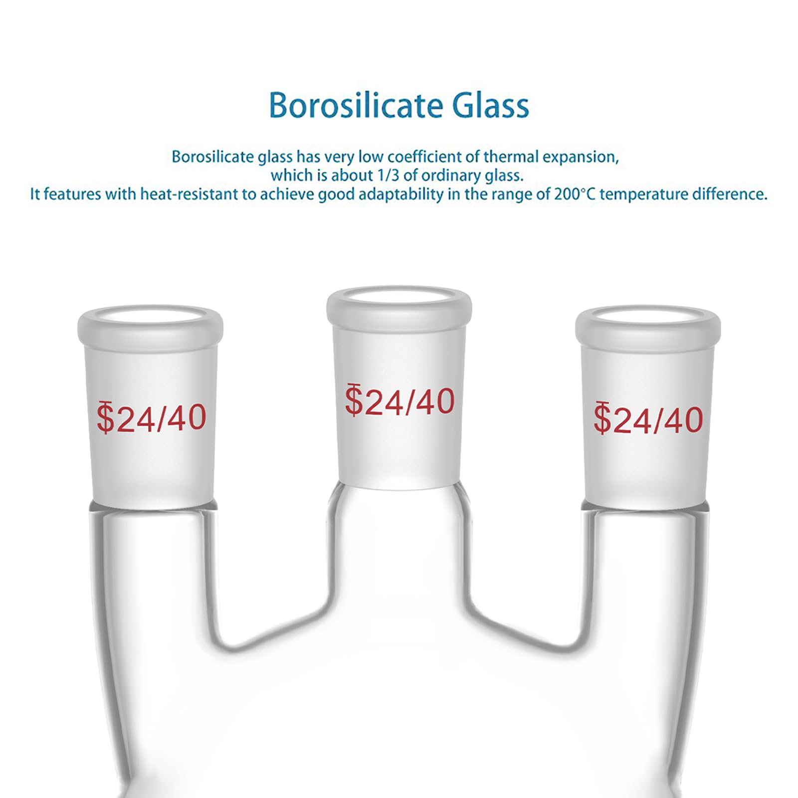 stonylab Pallone a Fondo Tondo 1000 ml con 3 Collo Dritto-24/40, Vetro Borosilicato, Ideale per Chimica, Laboratorio, Esperimenti, Distillazione e Reflusso
