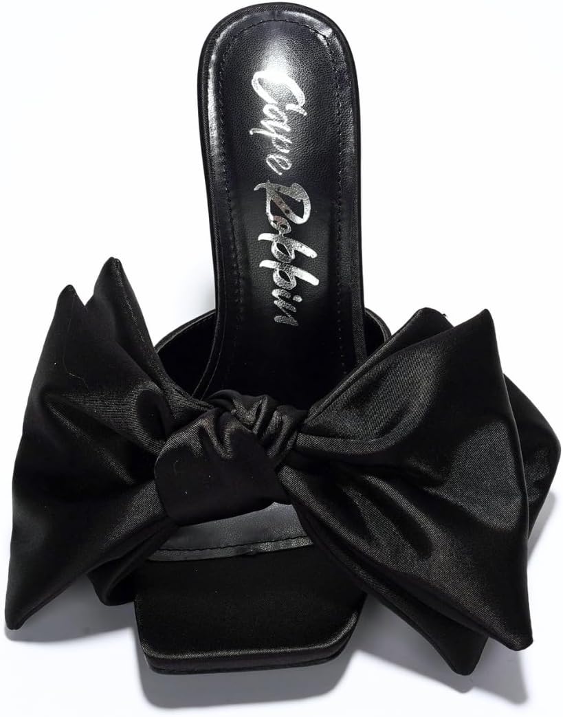 Cape Robbin Stiletto Heels with Oversized Bow - 3.75 Inch Square Toe Slip-On Sandals (Rhianna-2) - Image 4