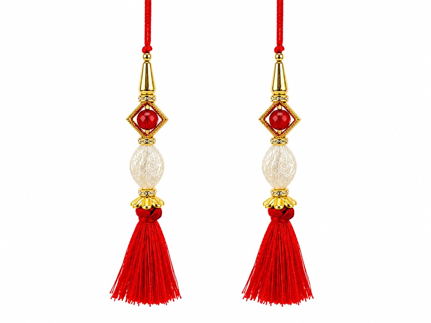 Luxury Hanging Lumba Rakhi for Bhabhi, Premium Designer Tassel Lumba with Crystal Bead, Handmade Raksha Bandhan Gift, Roli Chawal Pack-image-17