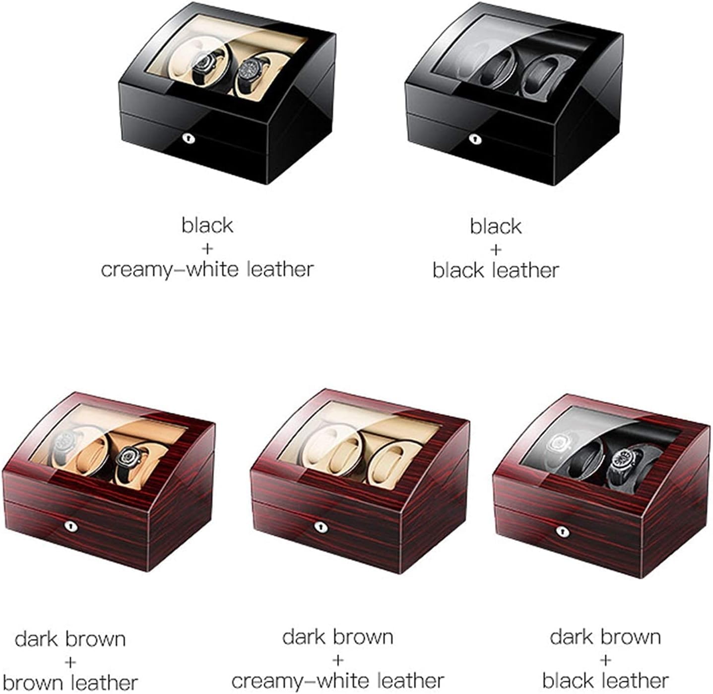 FENOKD Watches and Jewelry Watch Winder Box for 4+6 Automatic Watches Display Storage Case AC Adapter and Battery Powered Quiet