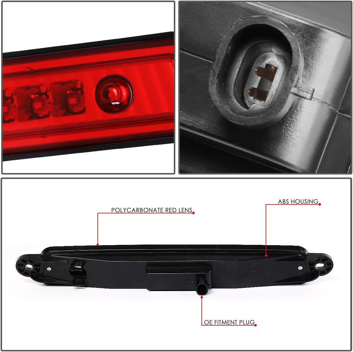 DNA MOTORING 3BL-NARM04-LED-RD Red Lens LED High Mount 3rd Third Brake Light [Compatible with 05-15 Nissan Armada / 04 Pathfinder Armada / 04-10 Infiniti QX56]