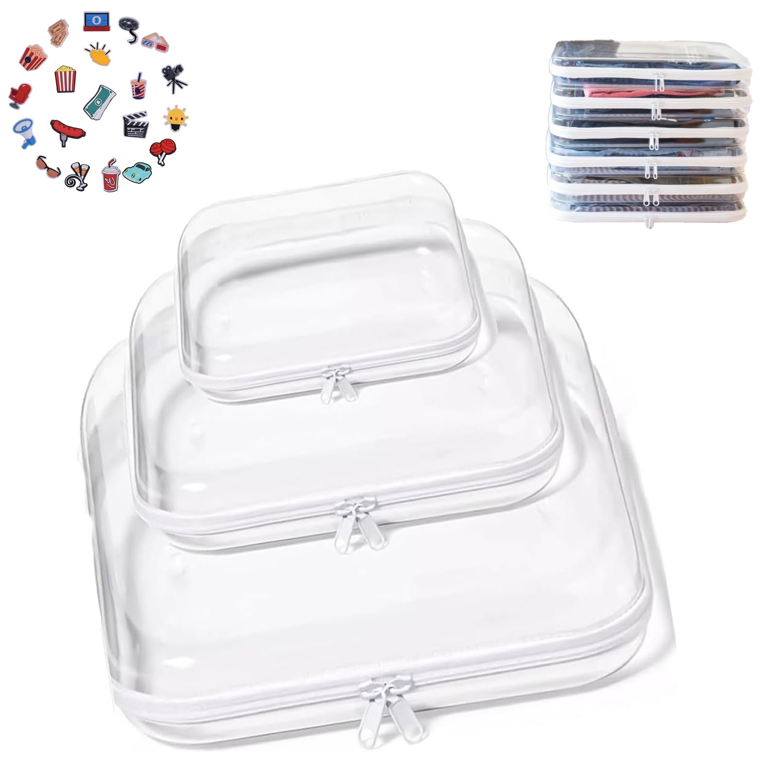 30 Stück Transparente Aufbewahrungstaschen Mit Reißverschluss – 38x28x10 Cm, PVC, Platzsparend