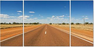 3 Piece Wall Art Framed Large Big Canvas Wall Art Decor For Living Room Bedroom Kitchen Office Empty road a sunny day the desert Outback Australia Paintings Artwork Pictures Prints