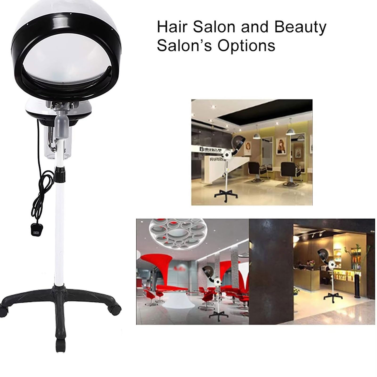 Vaporizzatore per Capelli Professionale Verticale, Vaporizzatore Idratante per Capelli Naturali E Tinti, con Supporto da Pavimento Mobile, Ruote Mobili