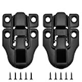 Toggle Hasp Latches Hardware with Hardening Screws, 2 Pack Black Classical Duckbilled Tool Box Buckle Latch Locks Replacement for Cabinet, Guitar Case, Chest, Jewelry Box, Ordinary Wooden Box