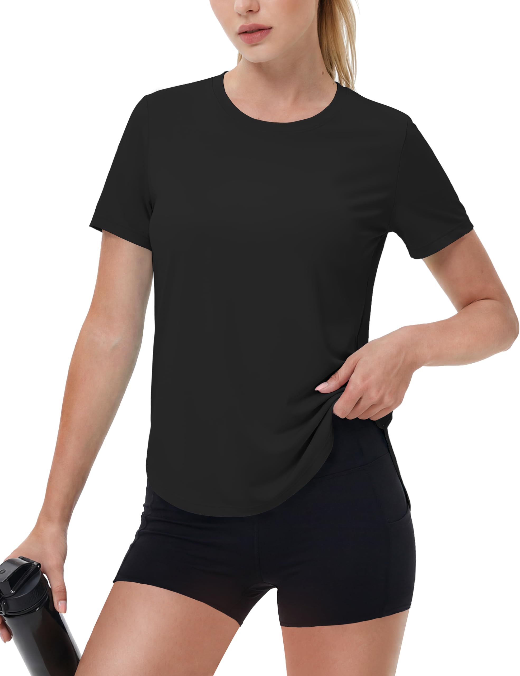 MAGCOMSEN Sportshirt Damen UV Shirt Kurzarm Locker Sport Fitness Laufshirt Wandershirt Yoga UPF 50+ Atmungsaktiv Leicht