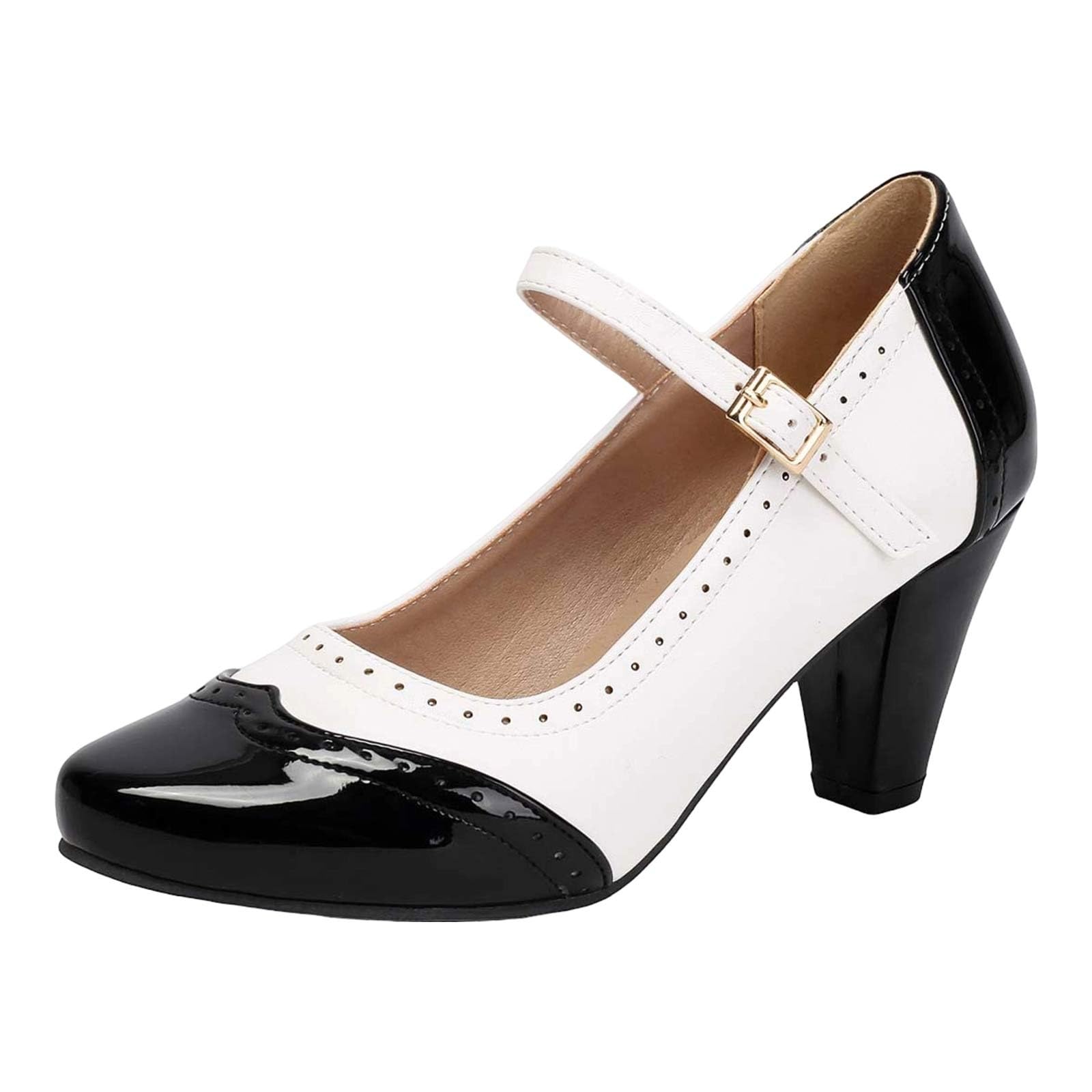 Zapatos de mujer con pies anchos, elegantes, zapatos de tirolesa, zapatos cerrados cómodos, zapatos de tacón para Oktoberfest, fiesta, baile, boda, tacón de bloque, zapatos de novia