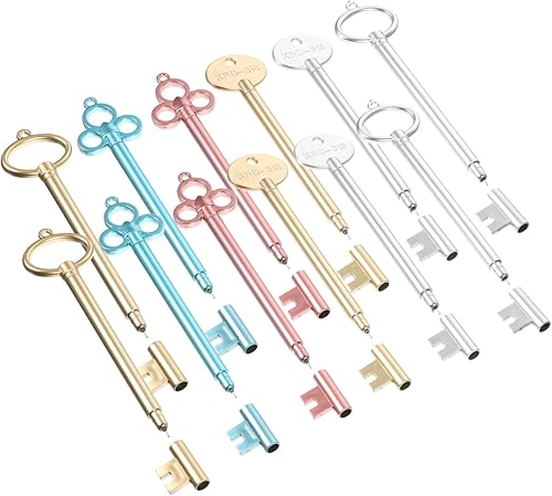 12 bolígrafos de gel con forma de llave vintage, punta fina, bolígrafos de escritura suave para estudiantes, oficina, toma de notas, estilos mixtos