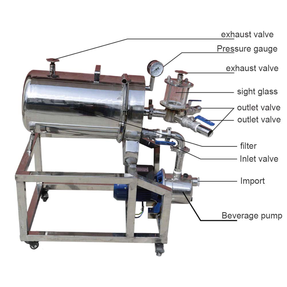 Diatomite Filter Home Brewing Equipment Stainless Steel Vertical Filter Skin Residue Wine liquor Equipment with Pump