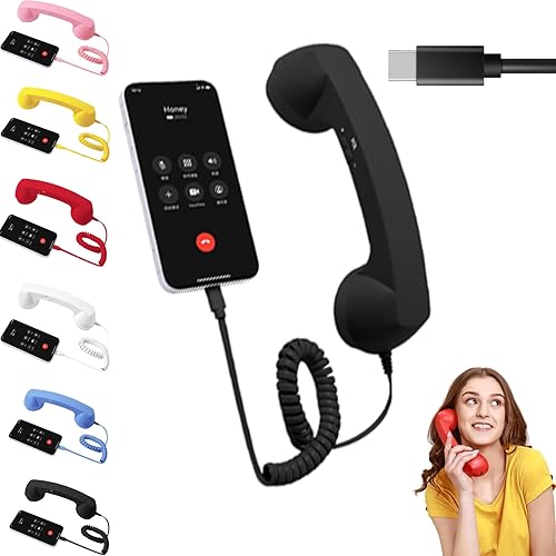Auricular retro para teléfono, receptor de mango fijo estilo retro tipo C, auricular de teléfono retro con micrófono y altavoz, para iPhone, iPad, disponible en Yaxa Costa Rica