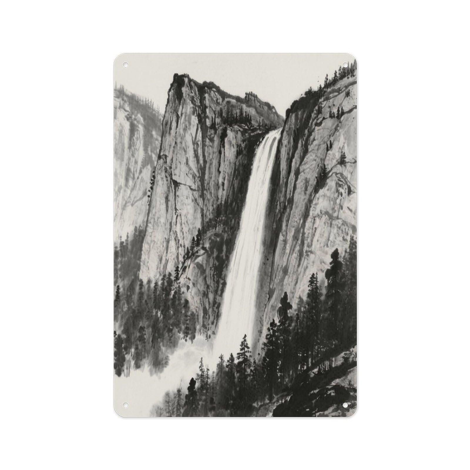 Fekiloot Style Granite Cliffs And Waterfalls Wall Decor Metal Signs Tin Signs Poster