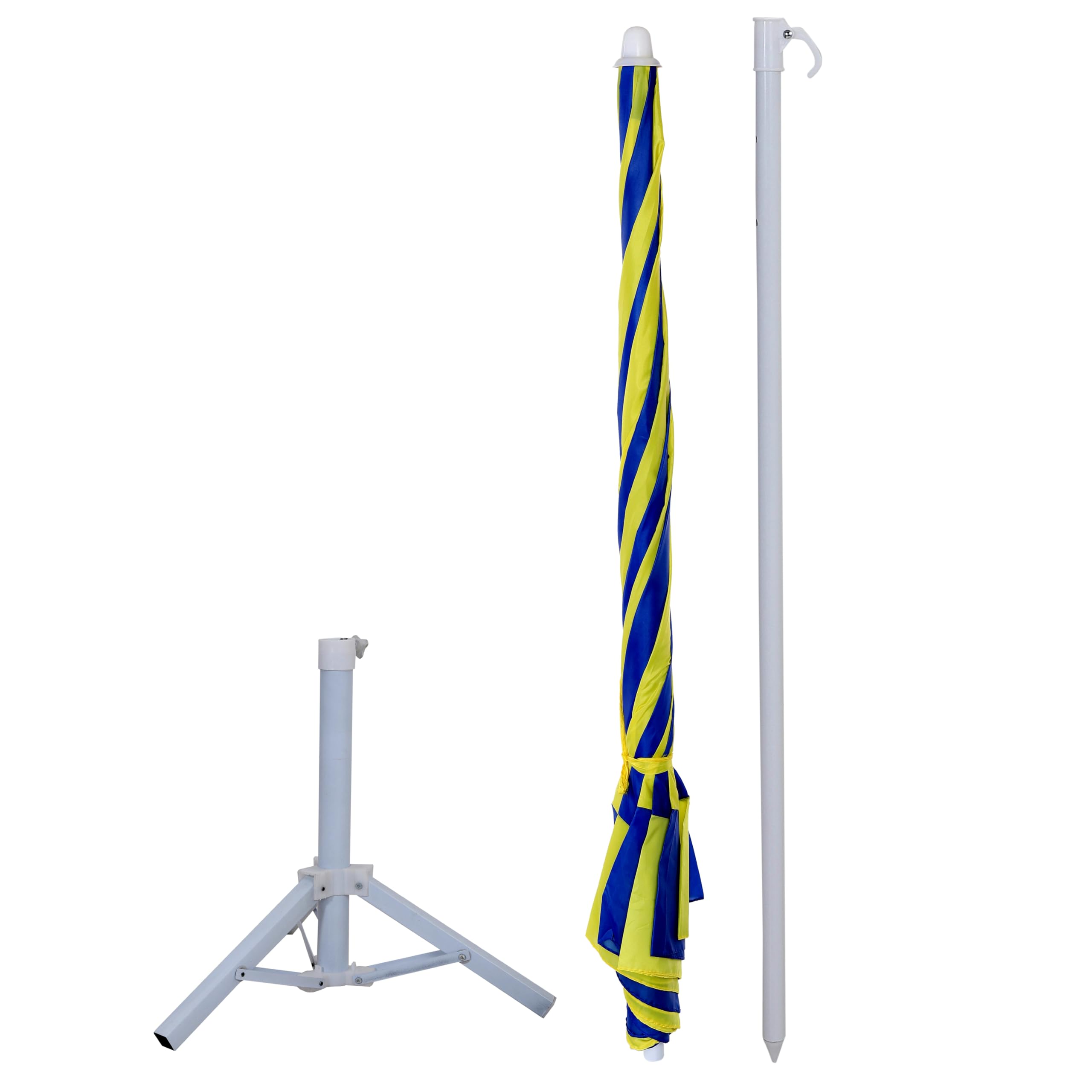 Bluebuds, We Build Smiles 36in/6ft Outdoor Garden Umbrella With Stand Tripod Holder Outdoor Big Size Waterproof Super Cloth Patio Garden Outdoor Umbrella (36, Yellow-Blue) 2