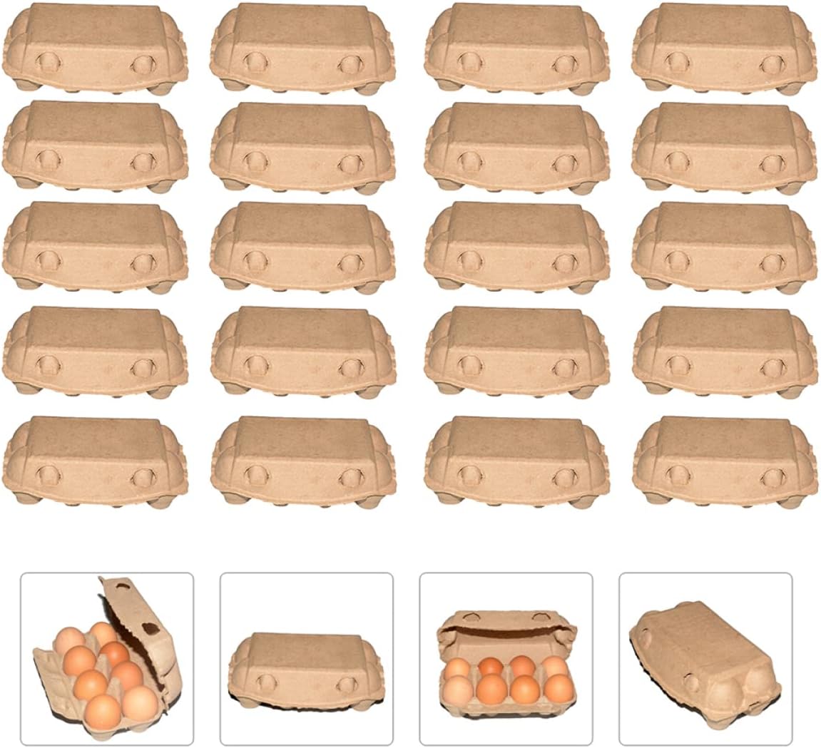 20pcs Papier Mache Egg Tray Refrigerator Egg Tray Egg Dispenser for Refrigerator Paper Egg Tray Cardboard Egg cartons Egg Storage Stuffed Eggs Paper Pulp Egg Carton Egg Set Bulk