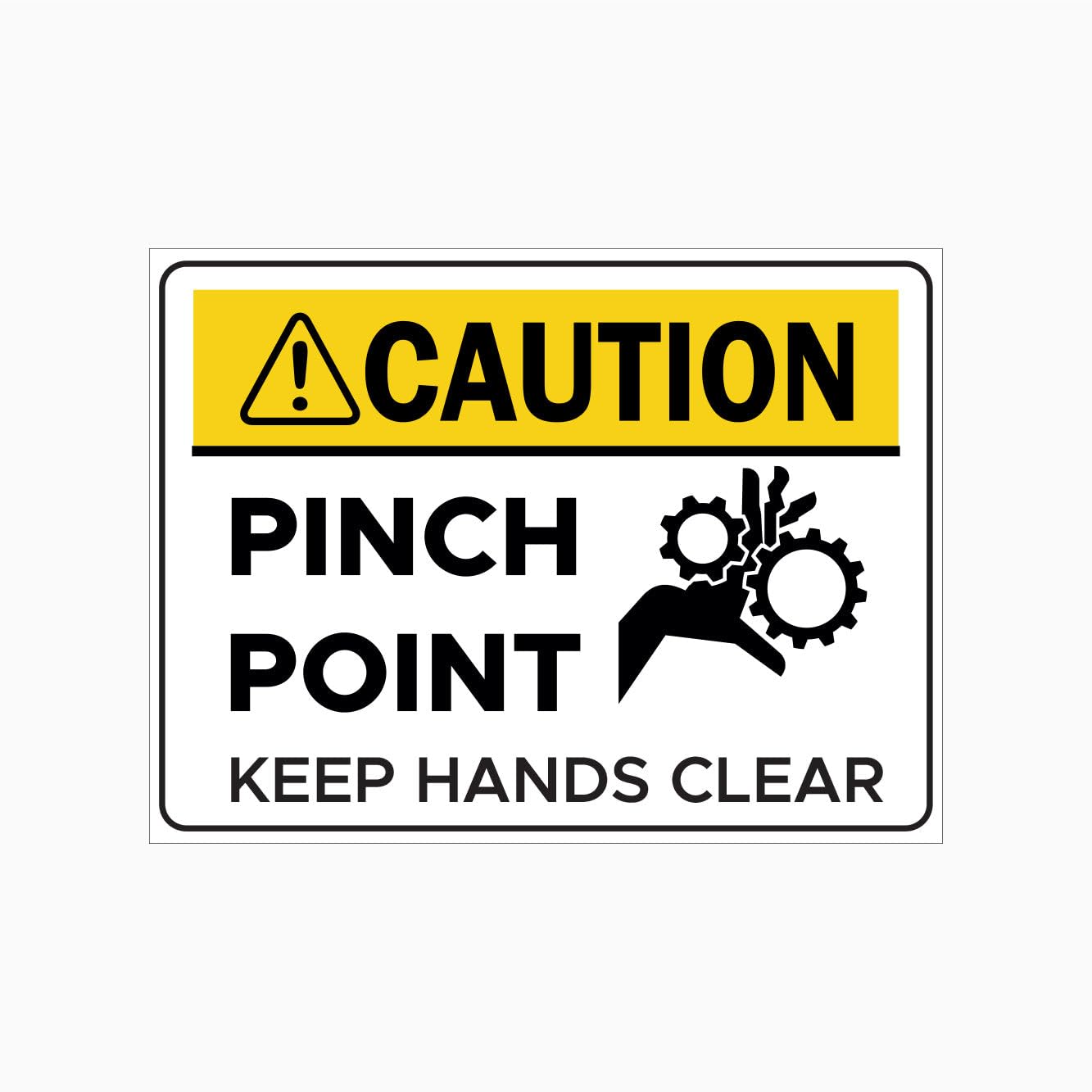 PINCH POINT - KEEP HANDS CLEAR Sign, 12x8 Metal Tin Sign, Pinch hazard, keep hands away.