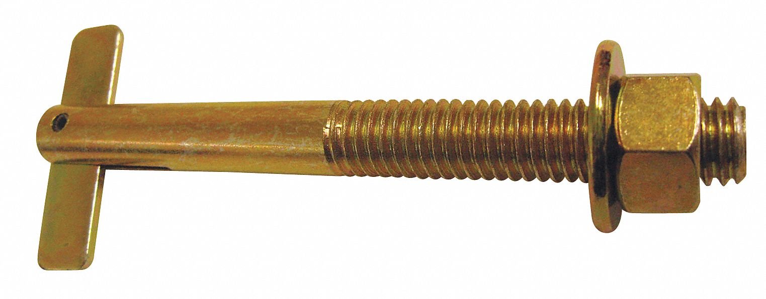 5/16Inch-18 Anchor Thread Size X 2 3/4 in Usable Length,Carbon Steel T-Anchor, 4 Pk,20400000791