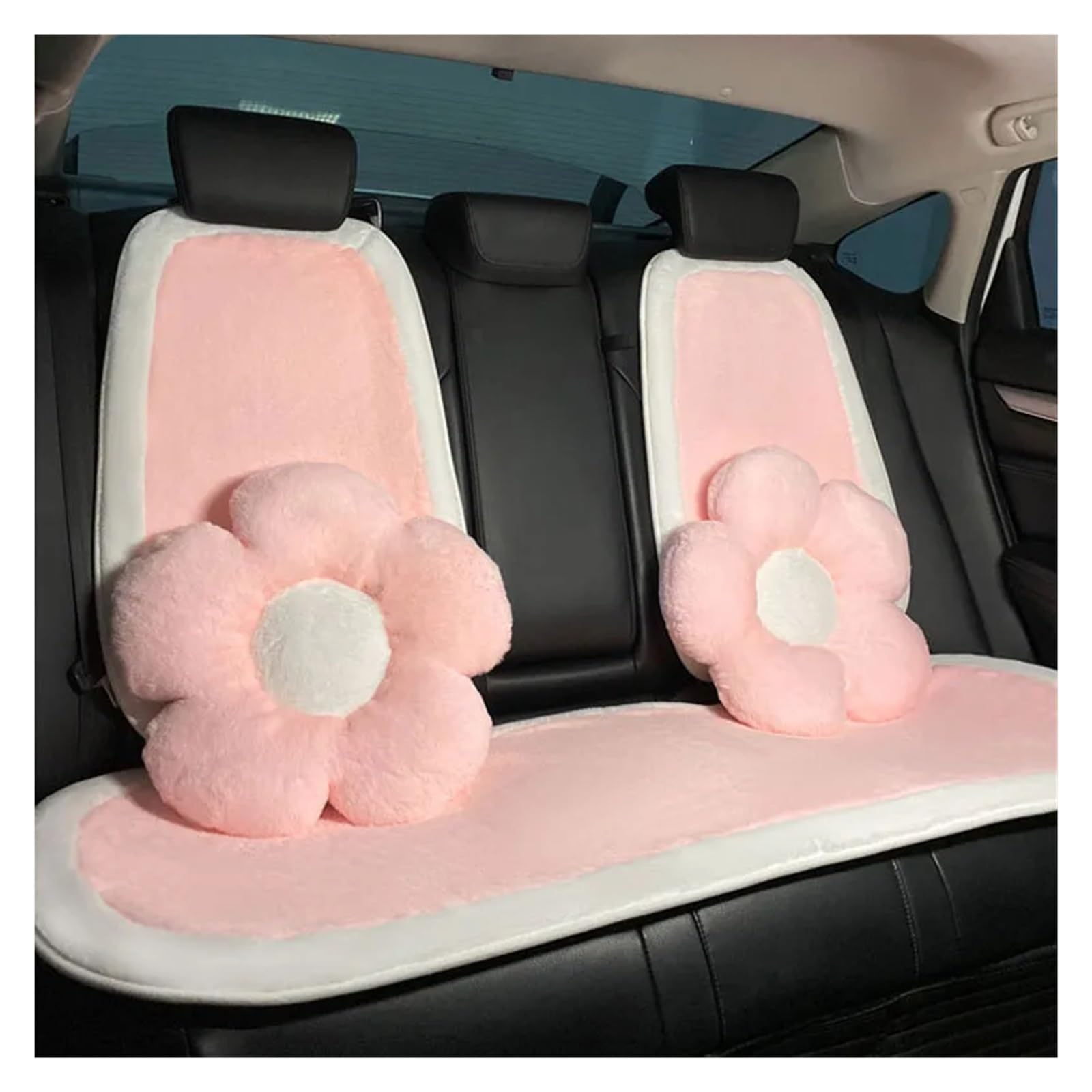 Fiore di peluche rosa carino cuscino for la vita dell'auto poggiatesta for auto cuscino di protezione del collo cuscino dello schienale del sedile anteriore posteriore vestito da ragazza(1pc rear cush