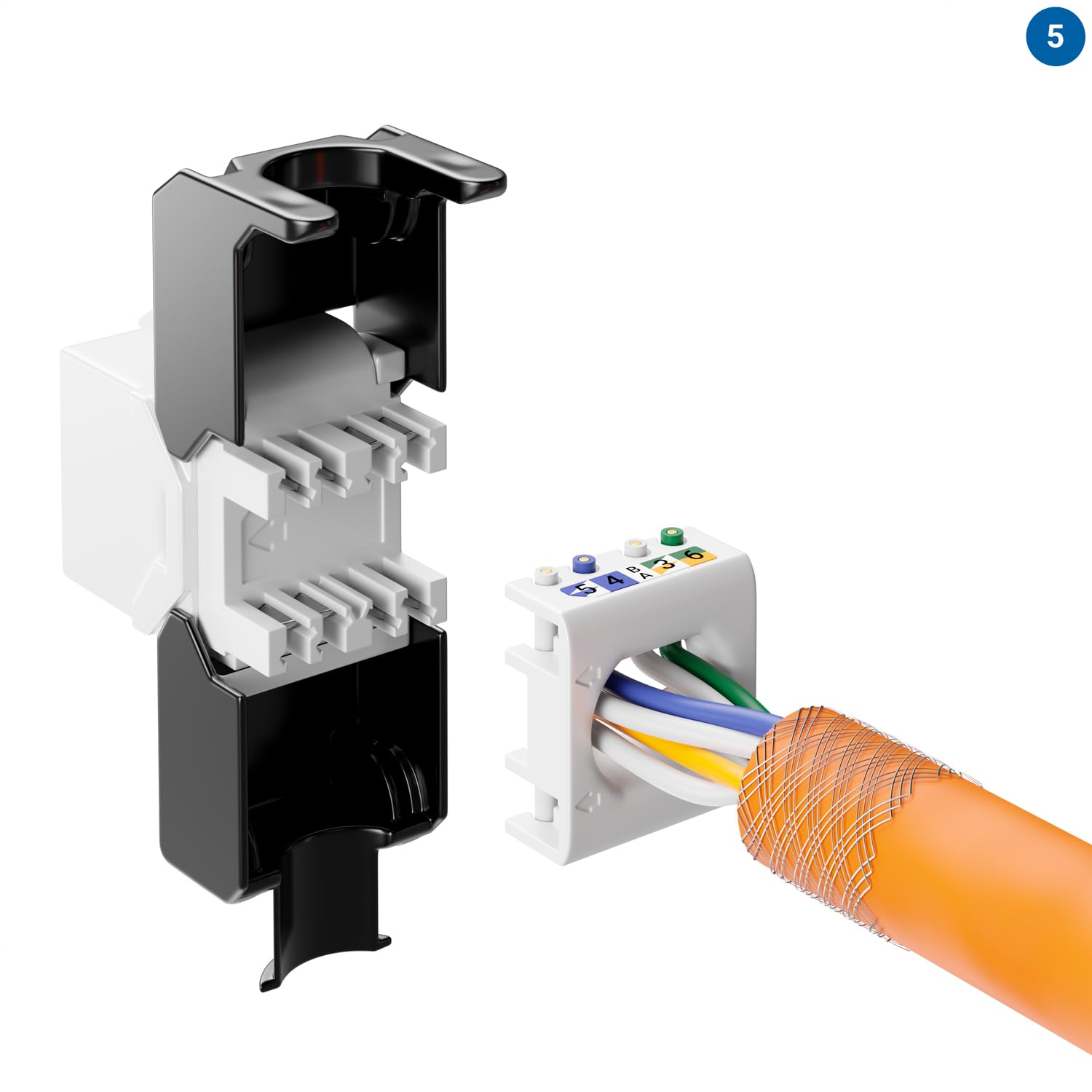 deleyCON 12x CAT6a Jack Keystone Módulo RJ45 - Conector RJ45 para Plástico LSA Montaje a Presión Cable Crudo CAT 500Mhz 10GBit/s