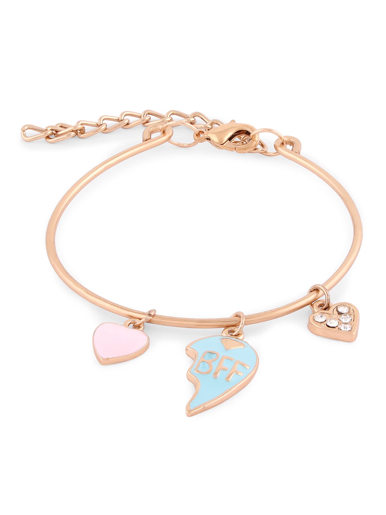 ZAVERI PEARLS Pink & Turquoise Blue Enamel Heart Contemporary BFF Charm Bracelet For Women-ZPFK14792 (B0BDL9ZCJ7) Amazon Price History, Amazon Price Tracker