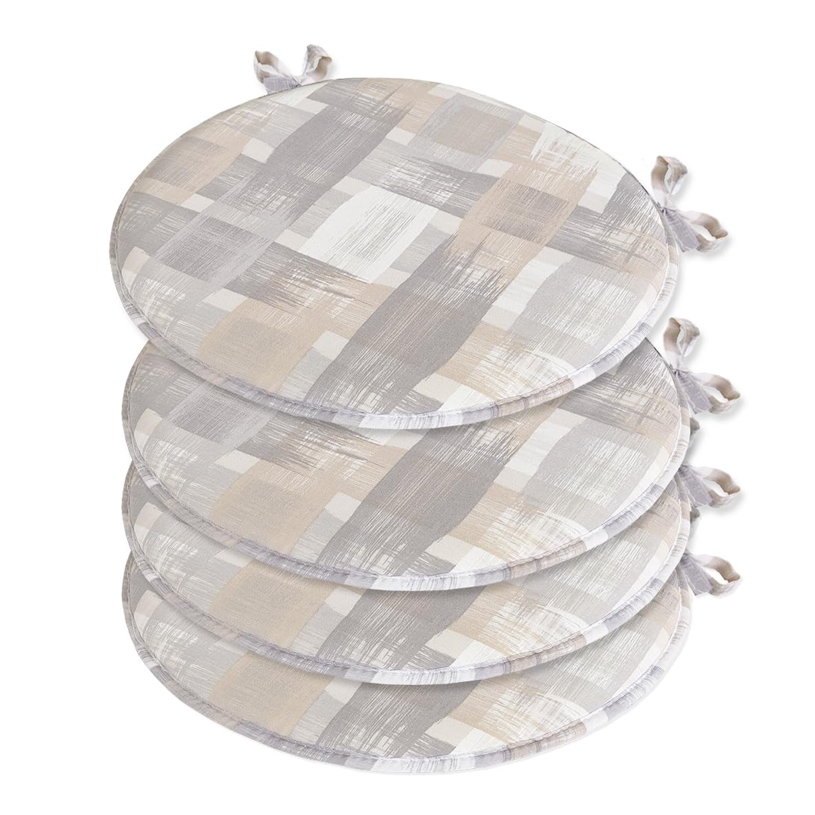 emmevi Set 4 Cuscini Sedia Rotondi Cotone Con Lacci Lavabili Morbidi Coprisedia Tondi Shabby Chic Moderni