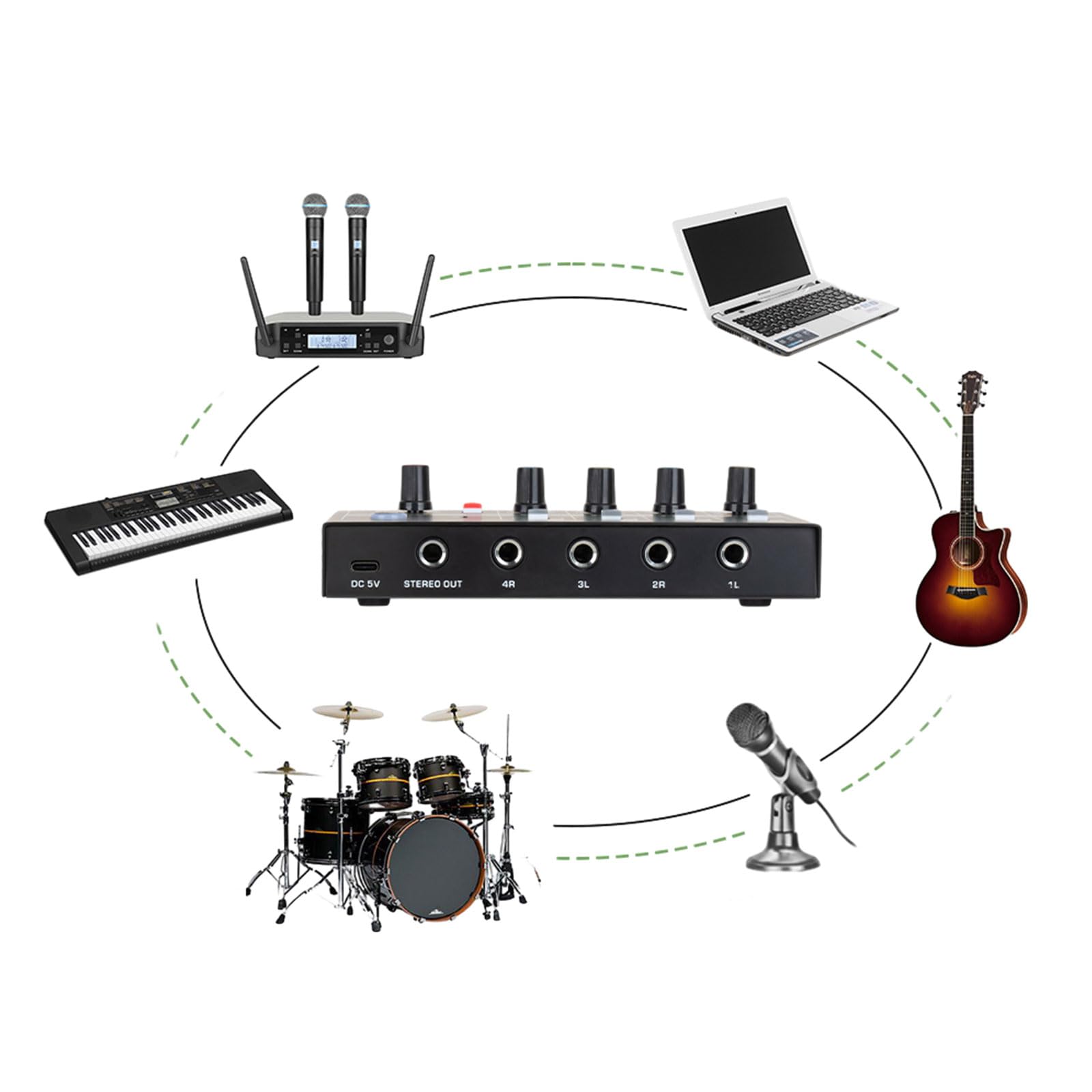 Amazon.co.jp: プロフェッショナル 4 チャンネルサウンドミキサー低