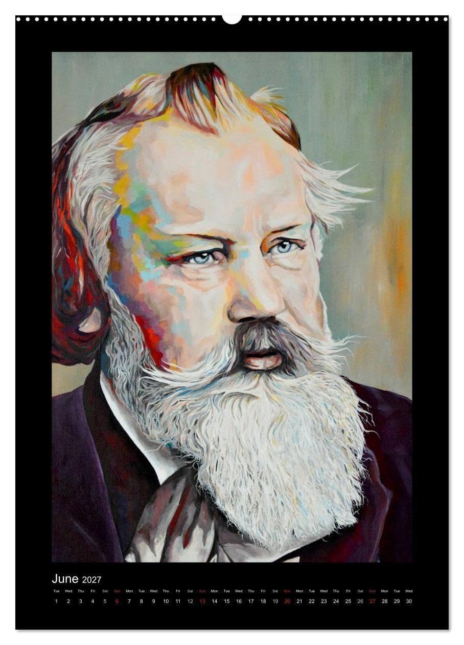 Pop Art Famous composers (High Quality Premium Wall Calendar 2027 DIN A2 portrait),CALVENDO 12 Month Wall Calendar: This calendar shows a selection of ... painted in cool colors (CALVENDO Art)