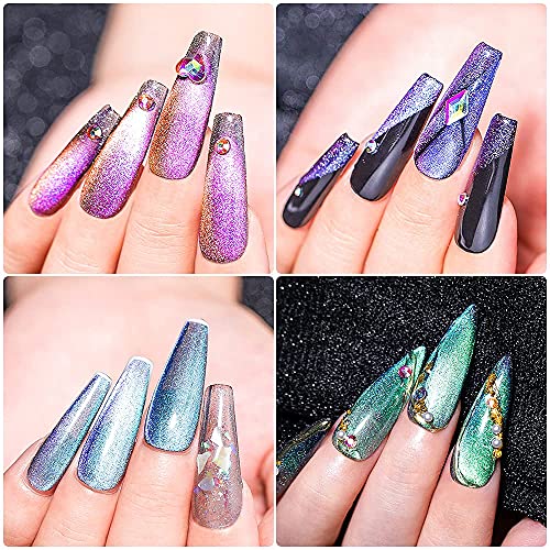 MTSSII Cat Eye Gel Set, UV Nagellack Magnetisch Set, Gel Nagellack Magnet Shellac Set, 6 Farben Glitzer Galaxie Gel… – Bild 4