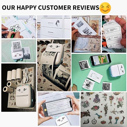 Image of Mini Bluetooth Thermal Printer Kids and Adults - Portable Inkless Pocket Label Printer - Wireless Receipt & Photo Printer with Roll Paper and Stickers for Study Notes & Banner (Starter Pack)