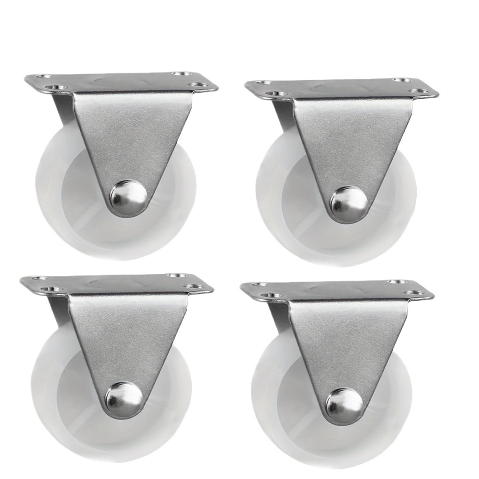 Caster Wheels, 2/4pcs Universal Heavy Duty Plate Casters with Locking Mechanism - for Furniture, Carts, White Industrial Casters PP, 1.97"(4pcs Fixed Wheel)