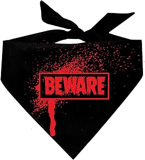 Beware Blood Splatter Halloween Dog Bandana (Black, OS 879)