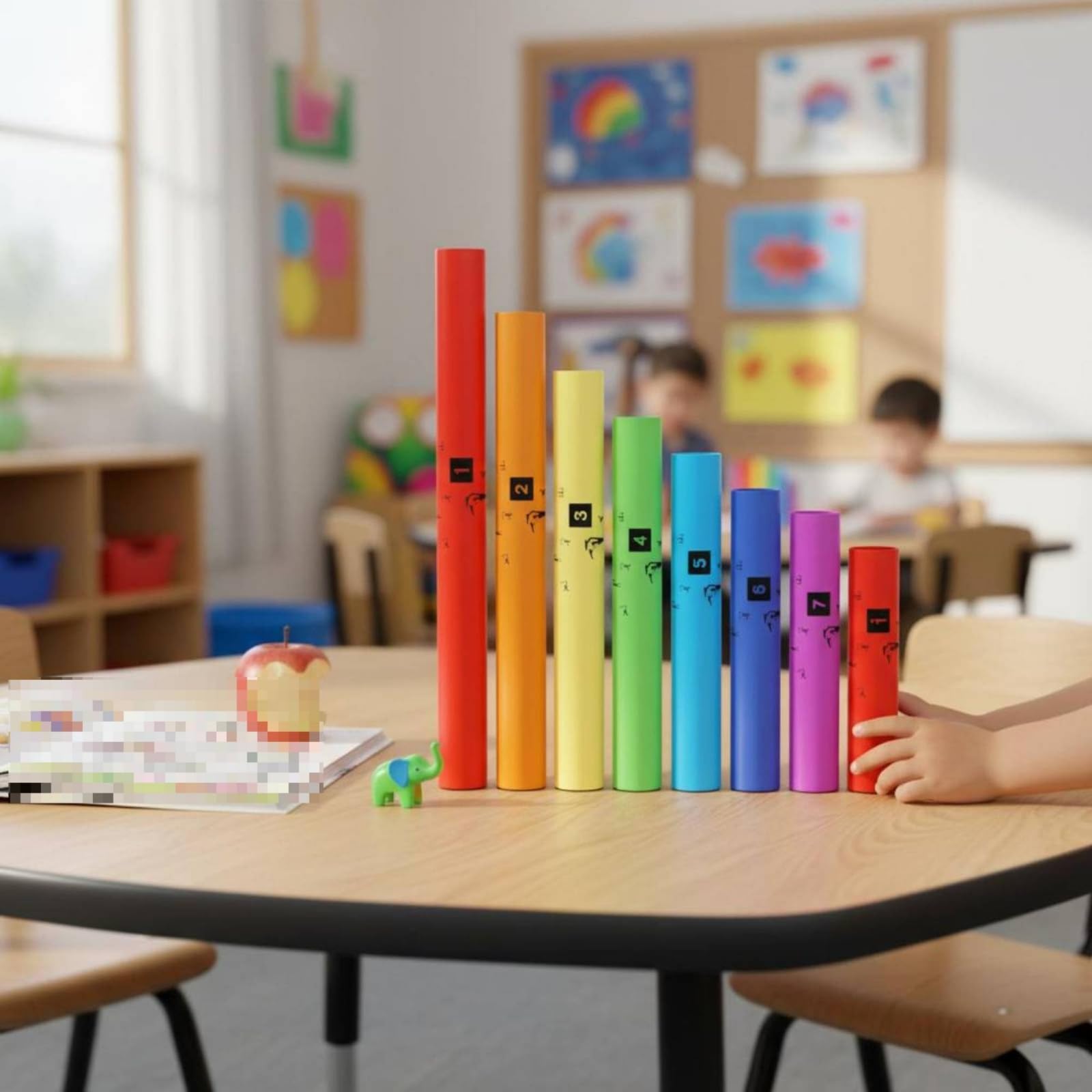 Percusión Tubos Musicales Diatónicos Juego Instrumento Educativo Juego Rítmico Aprendizaje Sintonizados para Melodías , Modelo con Cuerda, Incluye Accesorios para Colgar