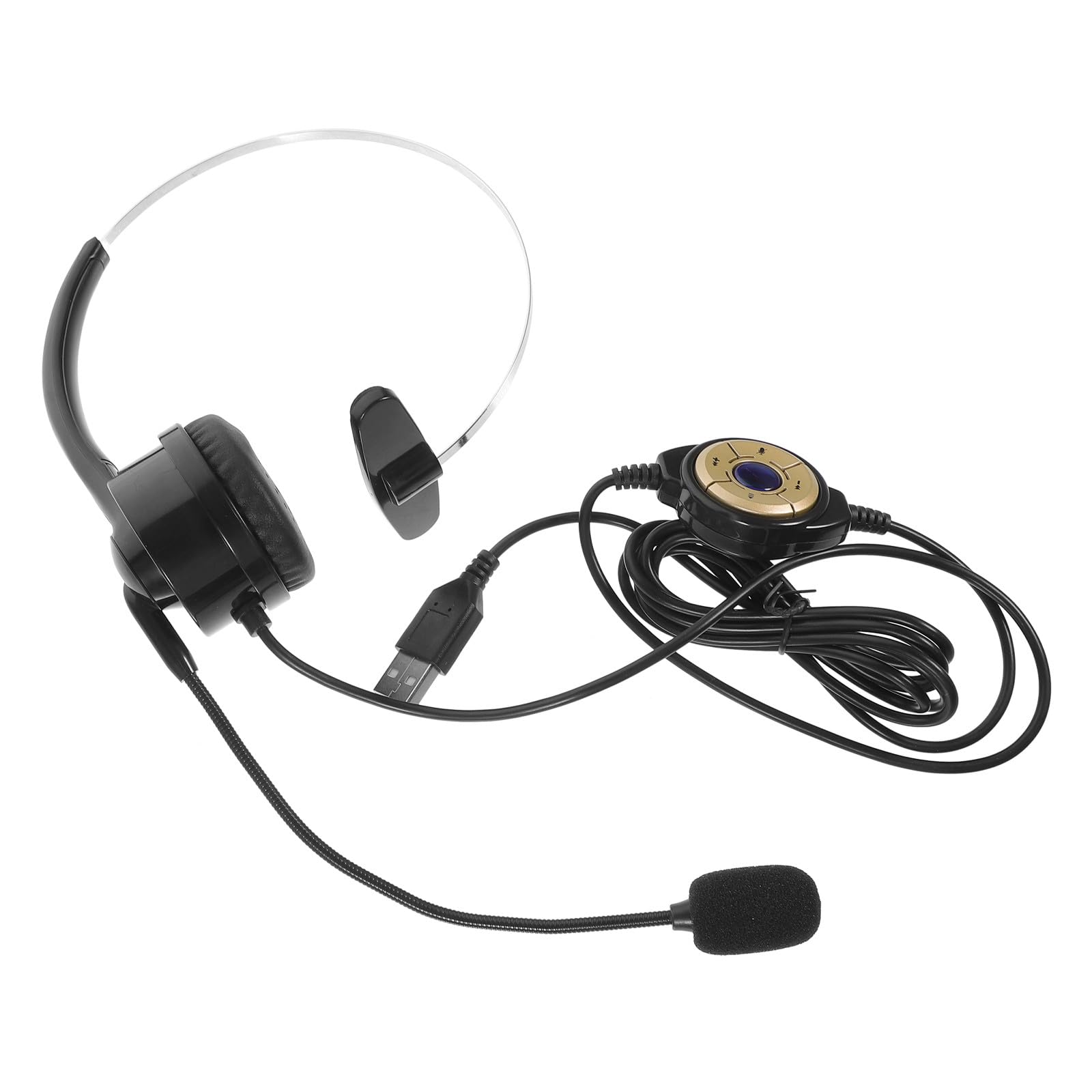 Wired Single-Ear Computer Headset with Microphone for Call Center and Business Use, Black Head-Mounted Headphone for PC and Phone Communication-image-23