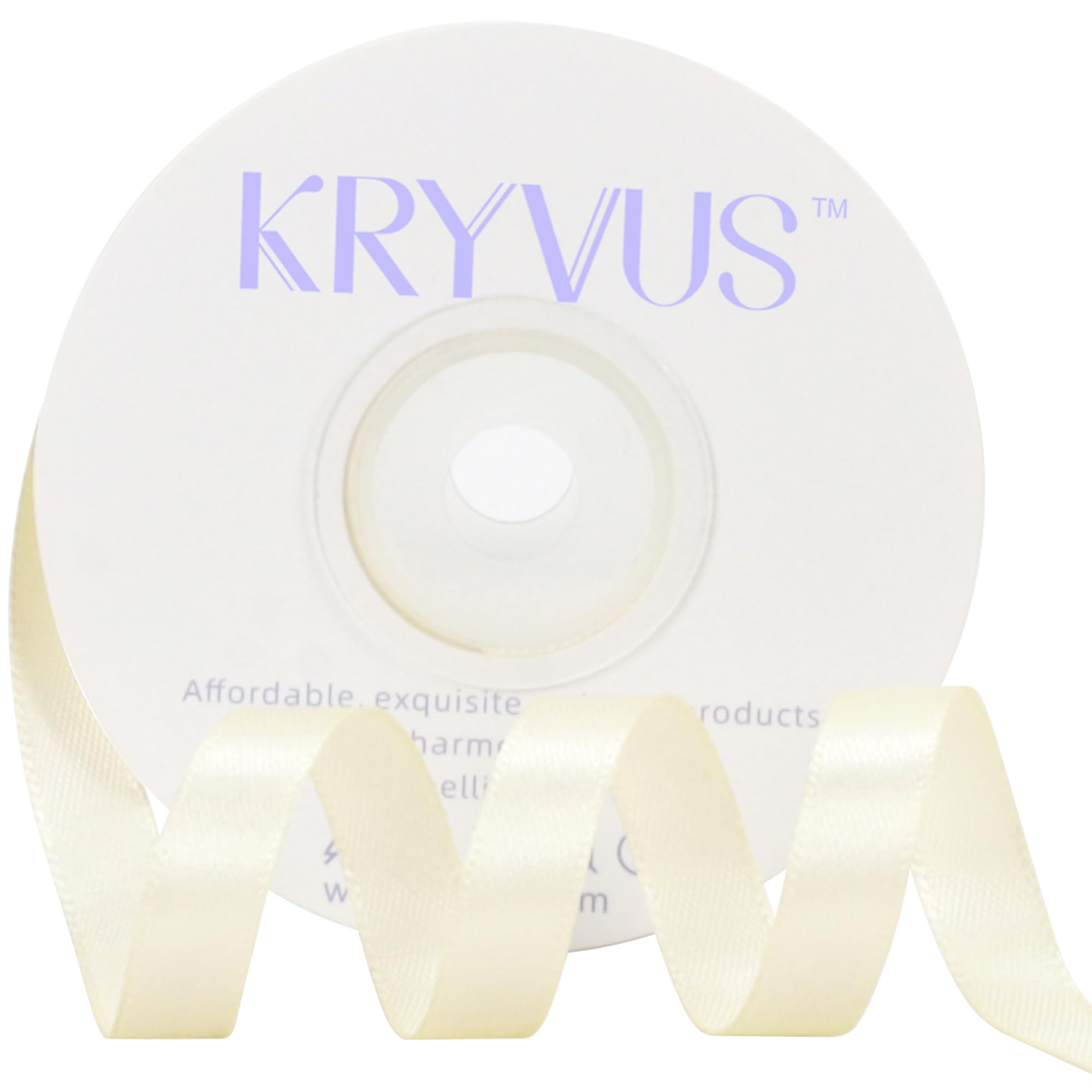 Kryvus Beige Satin Ribbon 3/8 inch X Continuous 25 Yards, Single Face Polyester Ribbon Perfect for Gift Wrapping, Flower Bouquet, Wedding Decor,