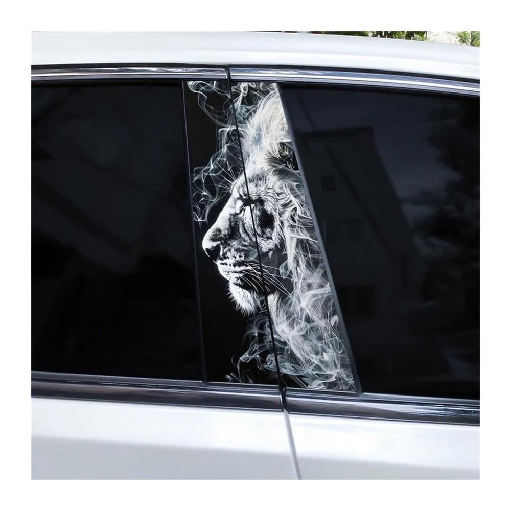 Decorative Items 2pcs Blue Eyes Wolf Car B-Pillar Sticker DIY Car Center Column Decal Waterproof(C)