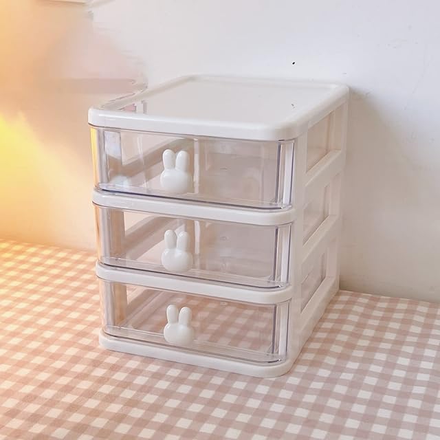 3 Drawer Storage Unit Cabinet, Organizer Chest, Large Home & Office Plastic Tower Storage Unit, Drawer Box/Drawer Container, Plastic Stackable Drawers for Home Office,L17 x W13.5 x H15.5 cm