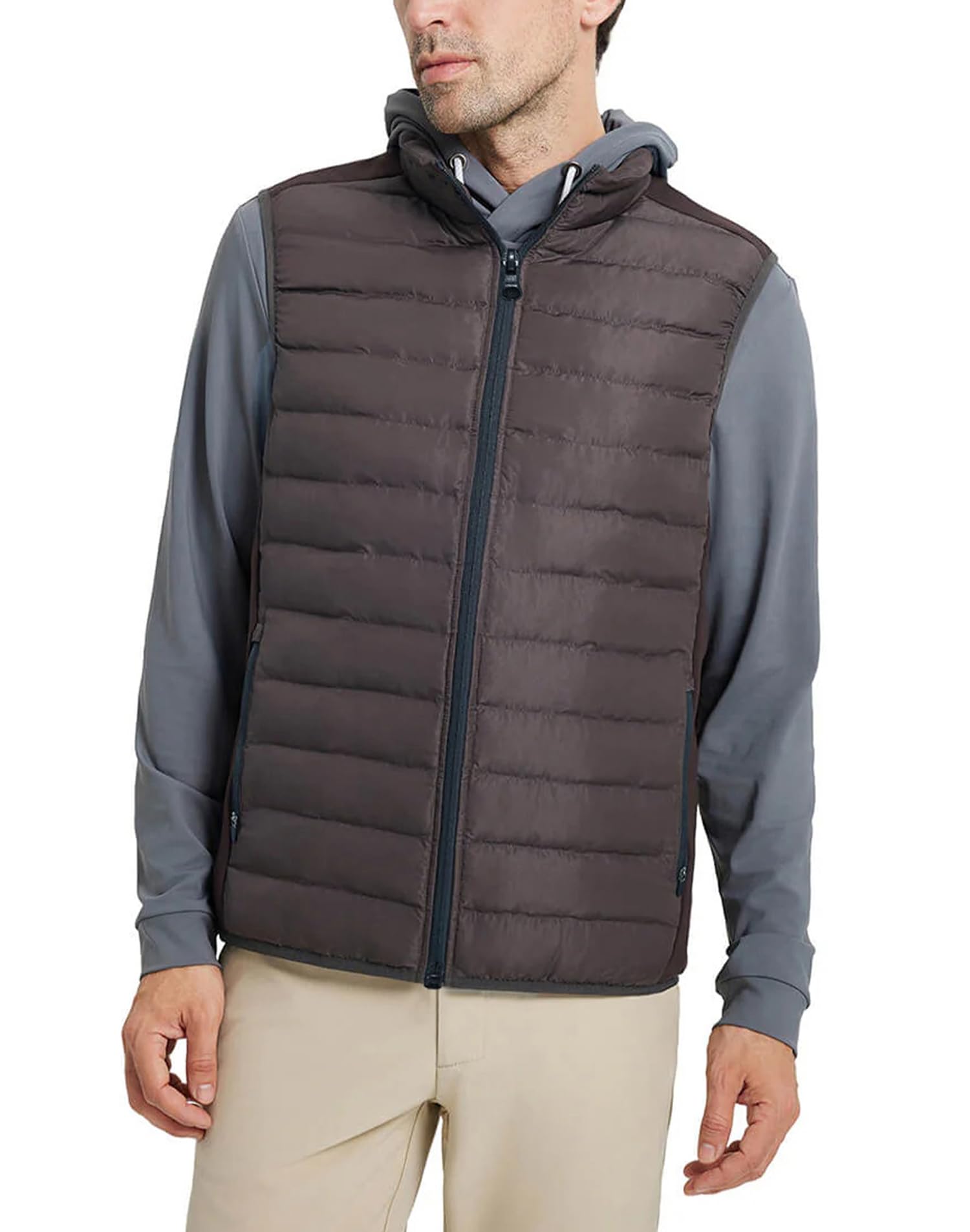 GymBrave Maglietta Da Uomo Inverno All'aperto Maglietta Di Transizione Ibrida Leggermente Alimentata Con Collano a Piedi Maglietta Da Lavoro Con Tasche a Crepa Per Escursioni Da Golf